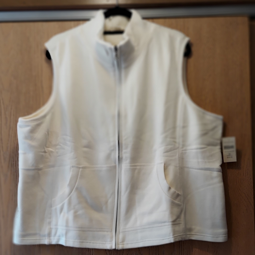 NWT Coldwater Creek Fleece Lined Vest Ivory 3X